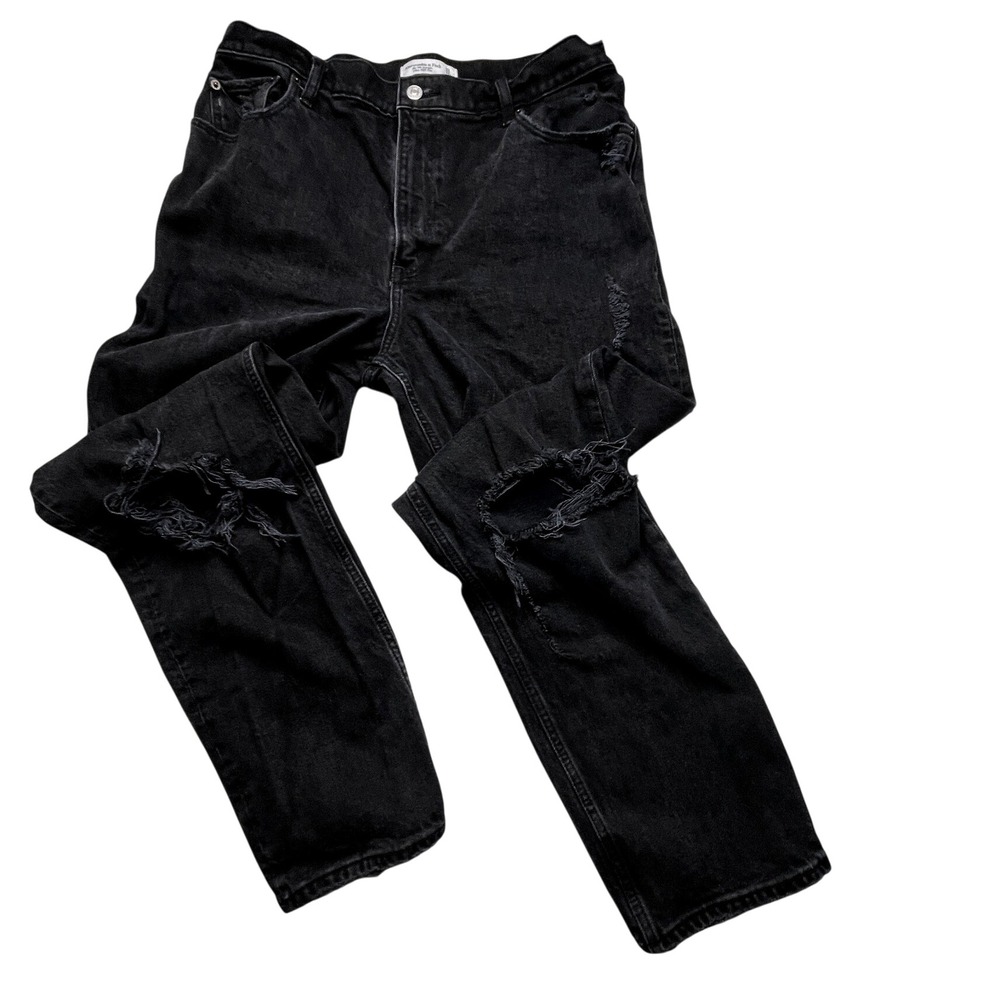 Abercrombie & Fitch Jeans WOMENS 32/14R 90s Straight Ultra High Rise Distressed - Picture 1 of 16